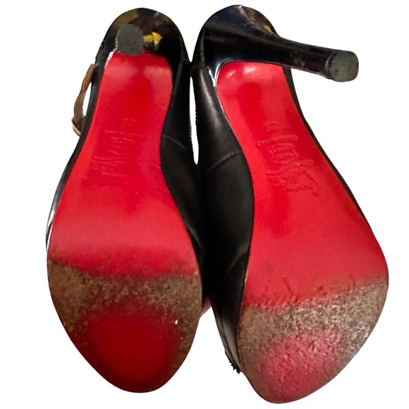 Christian Louboutin Leather Luly Peep Toe Mary-Jane Pumps Black size 39 EUC - Picture 6 of 13